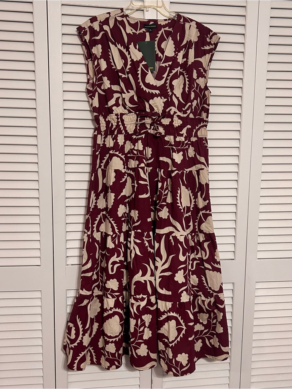 Anthropologie maxi burgundy dress smocked fall cottage romantic vintage NWT XL - Picture 2 of 10